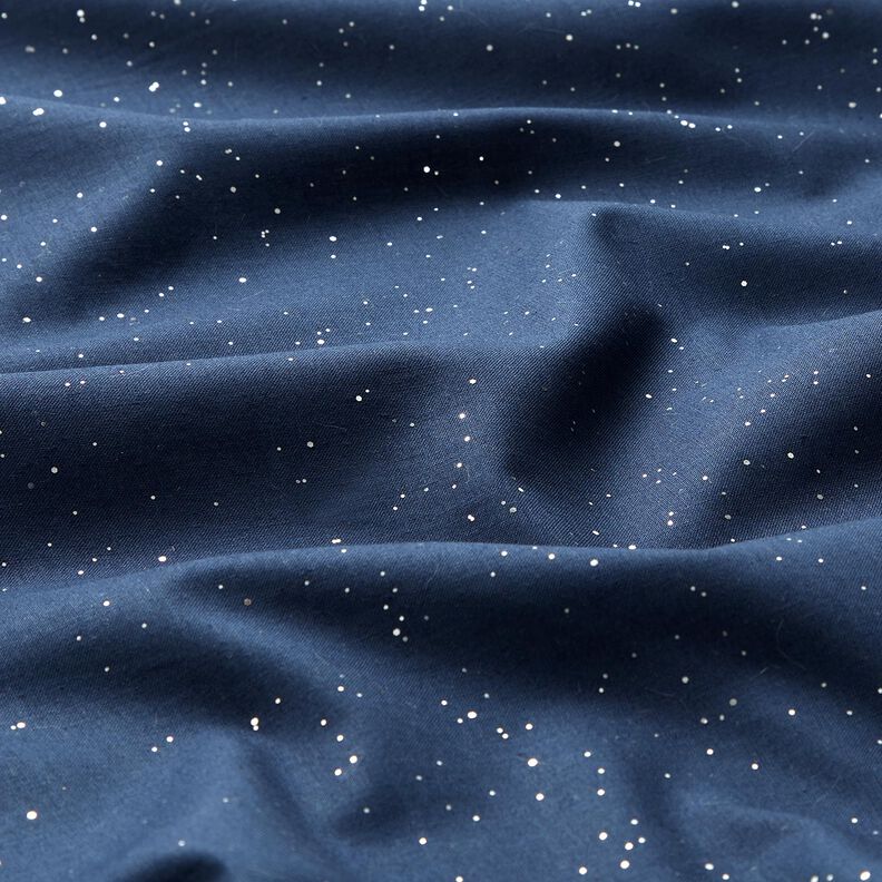 Cotton Poplin Foil Print Silver speckles – midnight blue/metallic silver,  image number 2