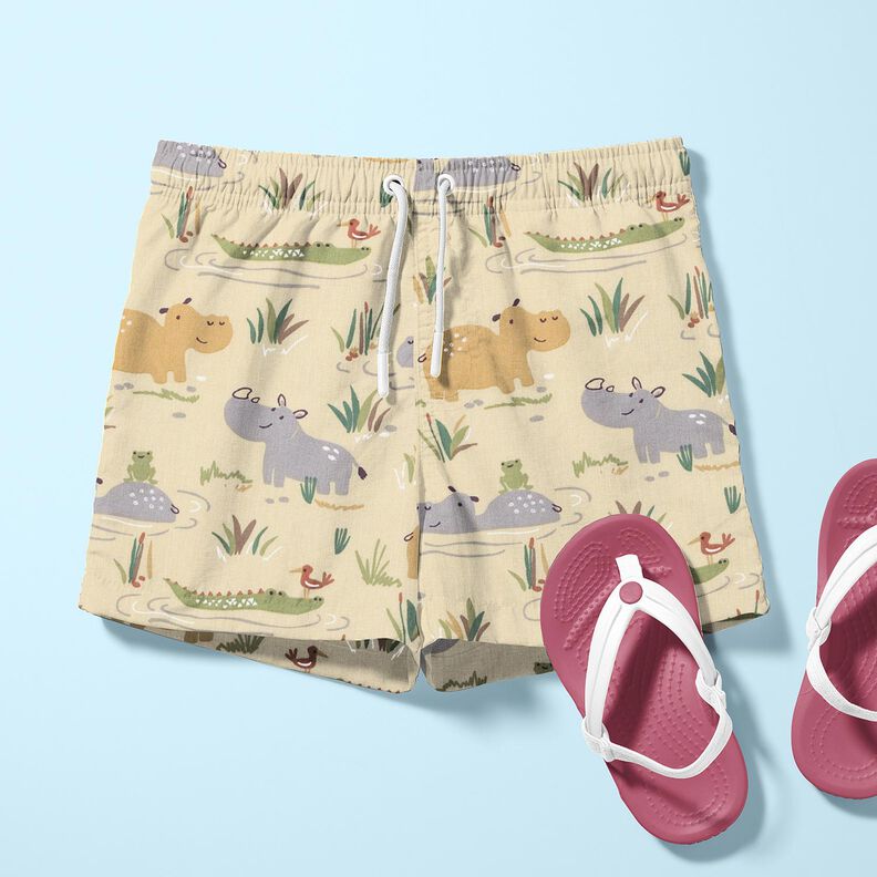 Cotton Poplin bathing fun for jungle animals – pastel green,  image number 6