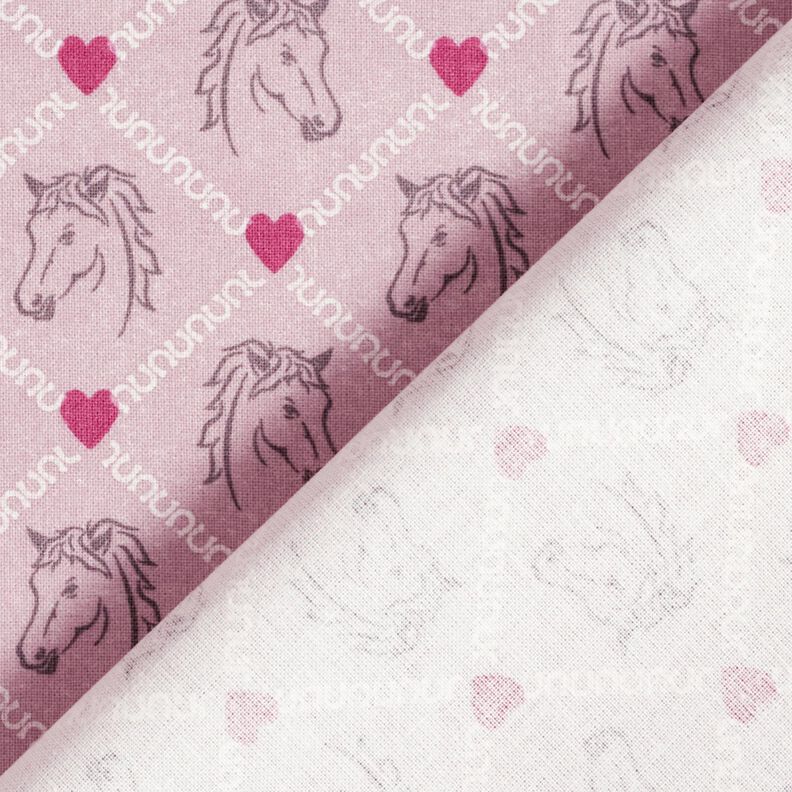 Cotton Cretonne Horses and hearts, pink – pink,  image number 4