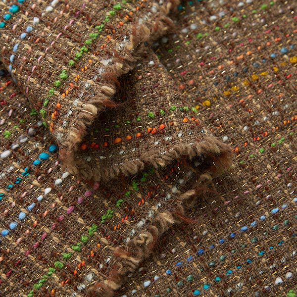 Colourful Stripes & Lurex Pure New Wool Blend Bouclé – medium brown,  image number 3