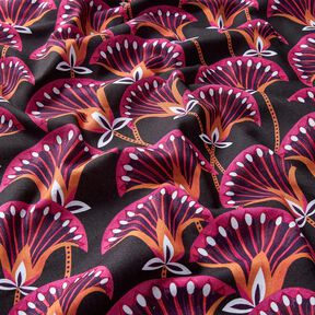 Decor Fabric Canvas Floral Fans – black/pink, 