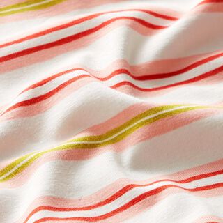 Irregular Stripes Cotton Jersey | by Poppy – white/pink, 