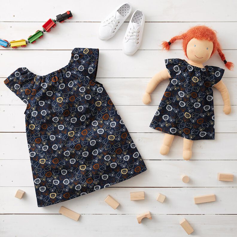 Cotton Poplin Animal Faces | Poppy Fabrics – blue grey,  image number 6