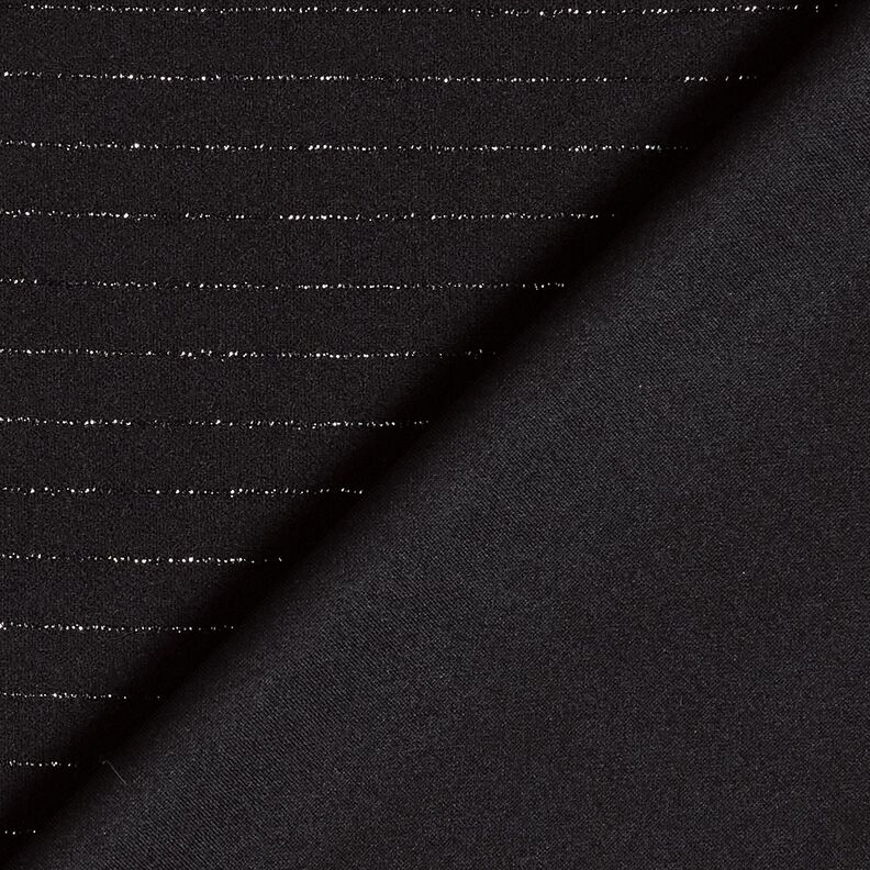 Trouser fabric stretch glitter pinstripe – black/metallic silver, image number 4