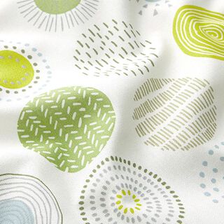 Decor Fabric Half Panama painted circles – apple green/white, 