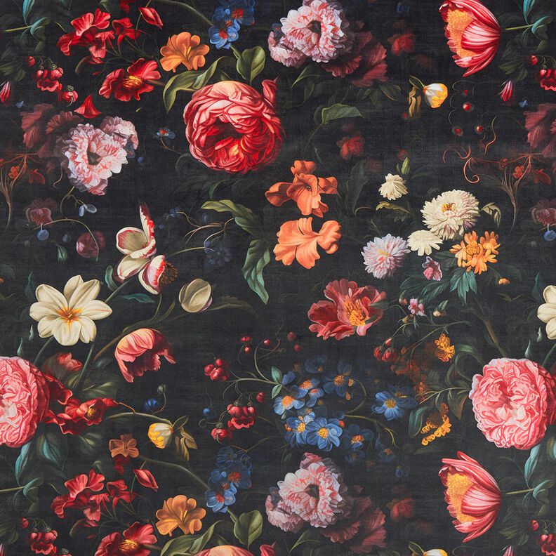 Decor Velvet romantic flowers – anthracite/rosé,  image number 1