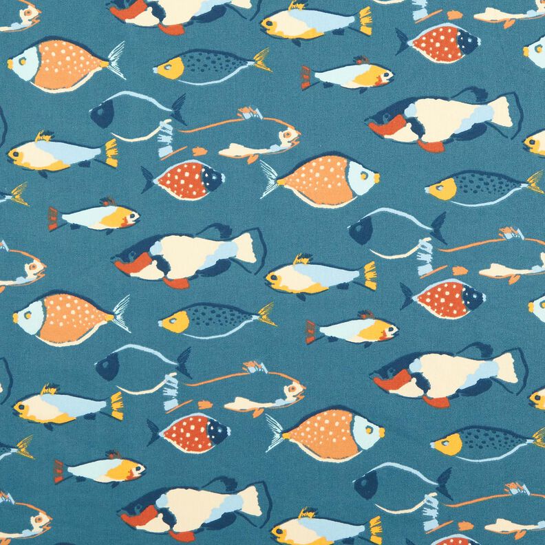 Cotton Cretonne school of fish – blue grey,  image number 1