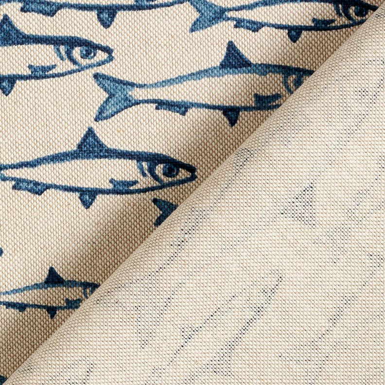 Decor Fabric Half Panama school of fish – natural/navy blue,  image number 4