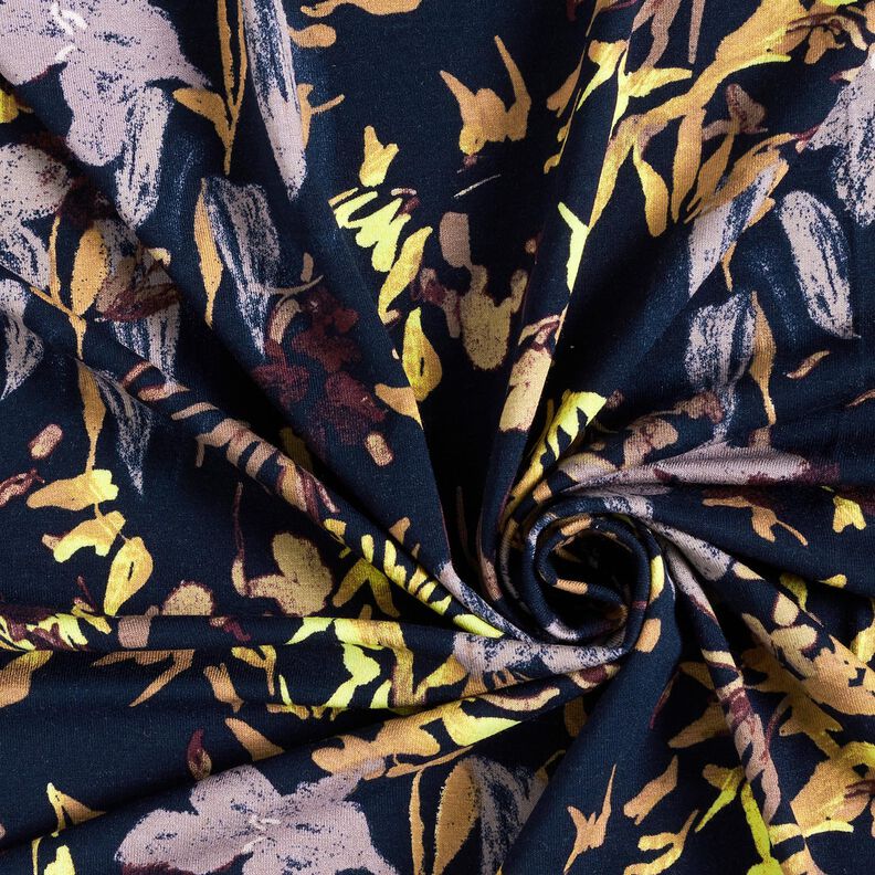 Flower scene viscose jersey – midnight blue,  image number 3