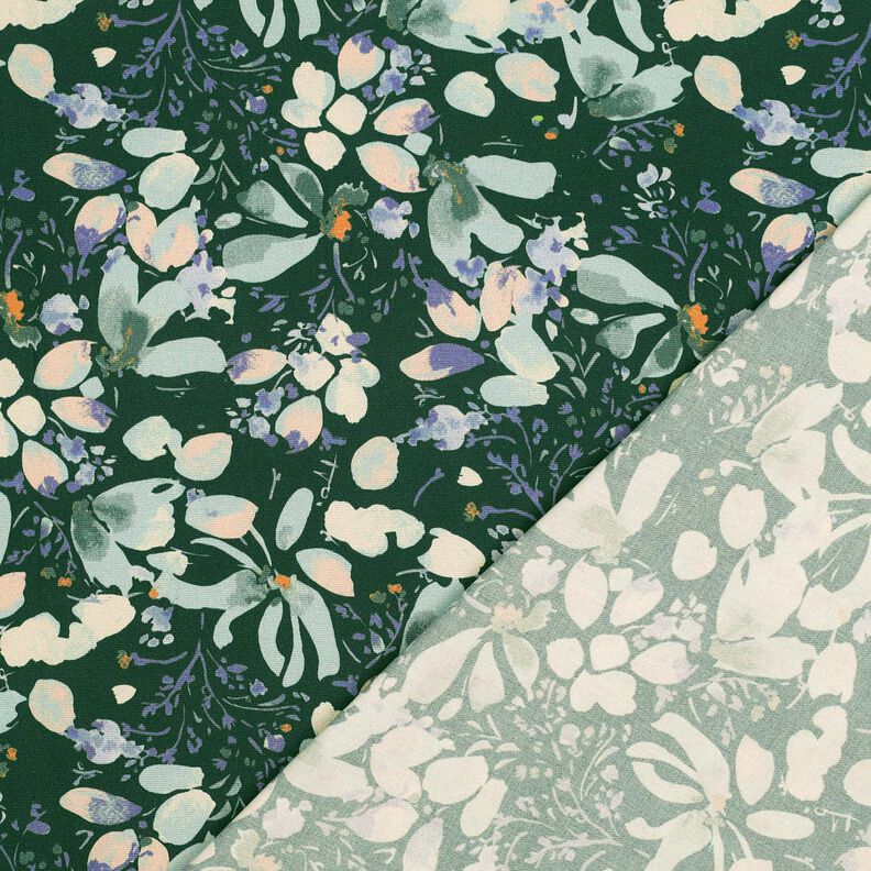 viscose fabric Spring Blossoms Digital Print – dark green/pale mint,  image number 4