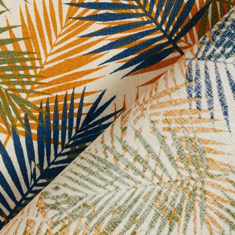Cotton Cretonne palm leaves – light beige/blue,  image number 3