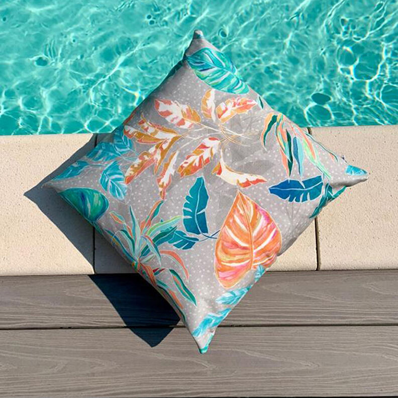 Outdoor Fabric Canvas Tropical Leaves – coral,  image number 6
