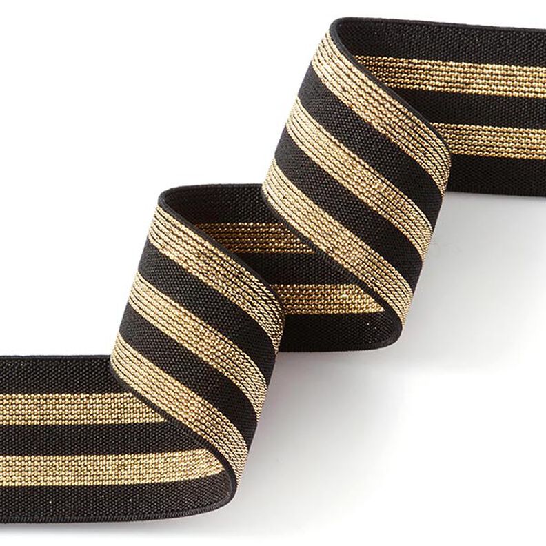 Striped Elastic [40 mm] – black/gold,  image number 2