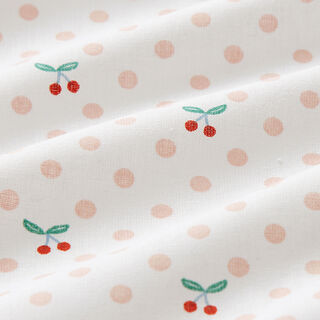 Poplin Polka Dots and Cherries – white/rosé, 