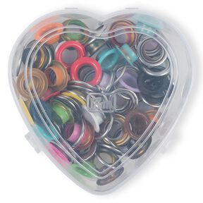Eyelets with discs, in heart box [11 mm] | Prym – red, 