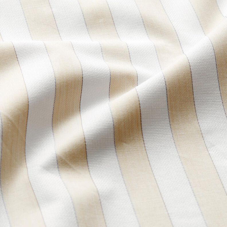 Striped cotton fabric – white/cashew, image number 2