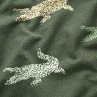 Cotton Jersey Crocodiles – dark pine, 