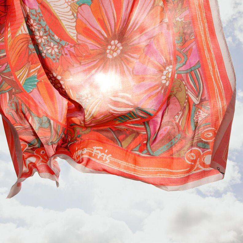 Beachwear Panel Pareo Summer Flowers – orange/yellow olive,  image number 2