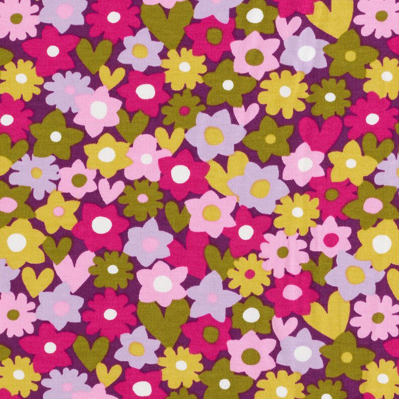 Cotton Jersey colourful flowers | Poppy Fabrics – grape,  image number 1
