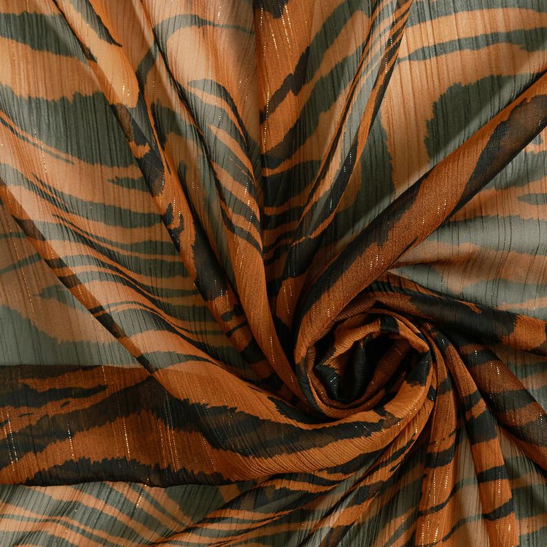 Chiffon with tiger print glitter pinstripes – black/copper,  image number 3