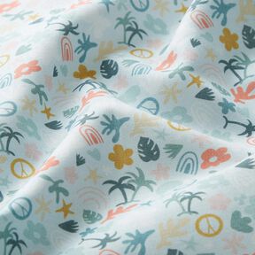 Organic Cotton Poplin palm world – baby blue/pale mint, 