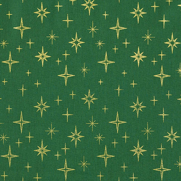 Cotton Poplin Sparkling Stars – green/gold,  image number 1