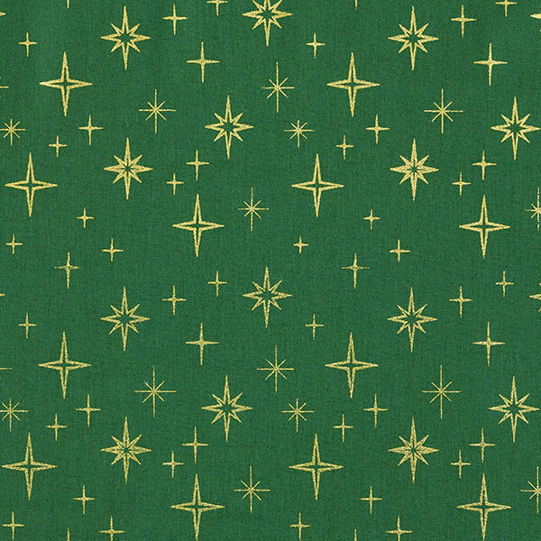 Cotton Poplin Sparkling Stars – green/gold, image number 1