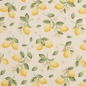 Decor Fabric Half Panama Little lemon tree – natural/yellow, 