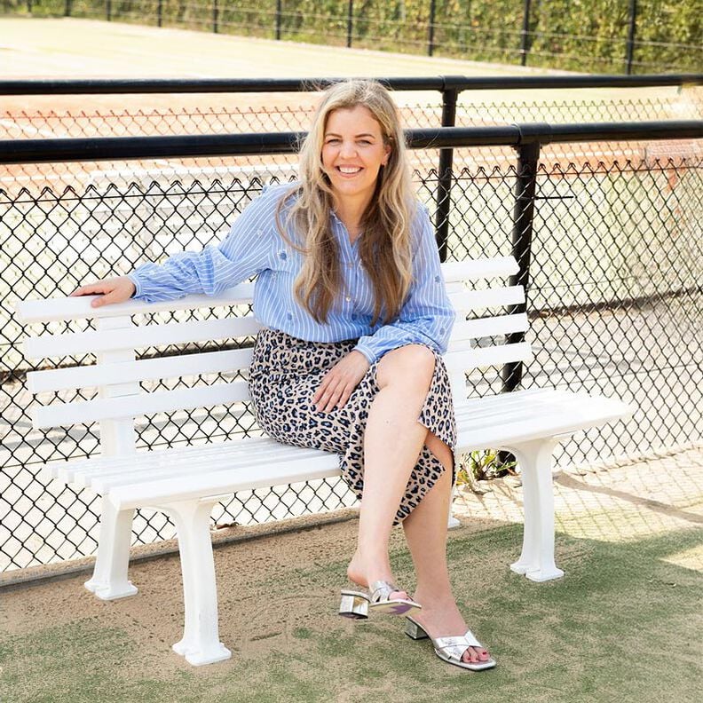 Cotton Blend Sequin embroidery on stripes | Poppy Fabrics – light blue/white,  image number 7