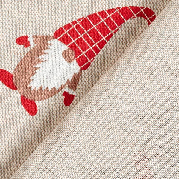 Decor Fabric Half Panama Elves and Reindeer – beige/red,  image number 4