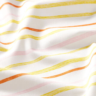 GOTS Scribble Look Stripes Cotton Poplin | Tula – white, 