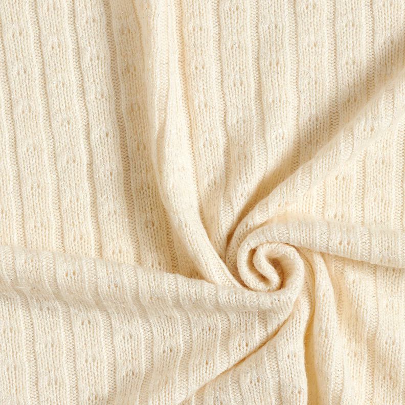 Knit Fabric Ajour elegant glitter stripes – cream, image number 3