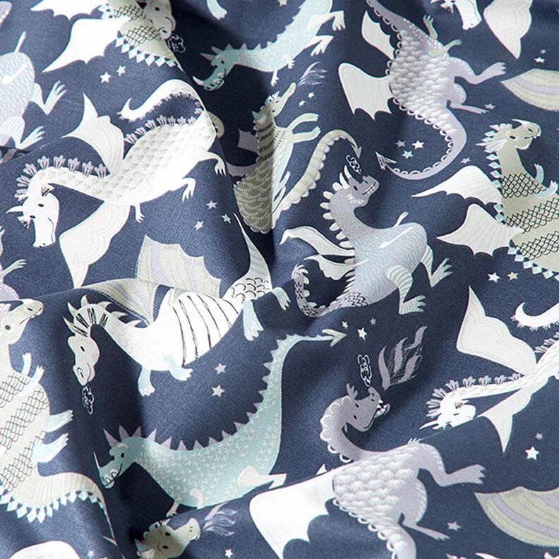 Cotton Cretonne Dragons & Monsters – anthracite/green,  image number 2