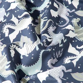 Cotton Cretonne Dragons & Monsters – anthracite/green, 