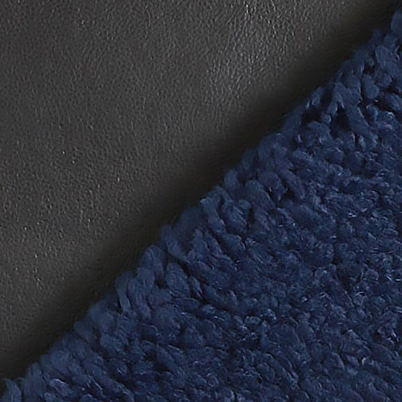 Seconds Plain Imitation Leather with Faux Fur Reverse – black/navy blue,  image number 1