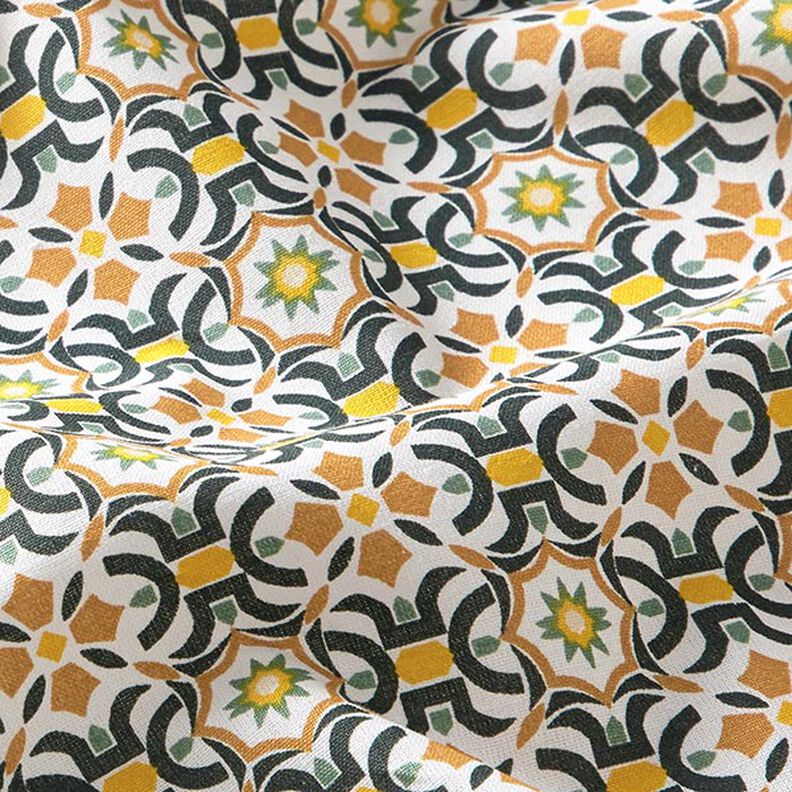 Cotton Cretonne Tile Print – fir green/curry yellow,  image number 2