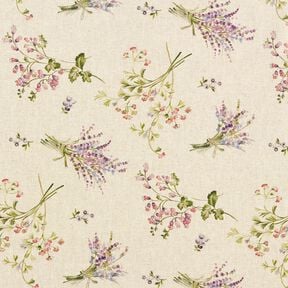 Decor Fabric Half Panama Bouquet of Flowers &ndash; natural/mauve, 