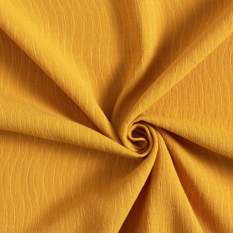 Linen Cotton Blend Jacquard Wave Pattern – curry yellow,  image number 4