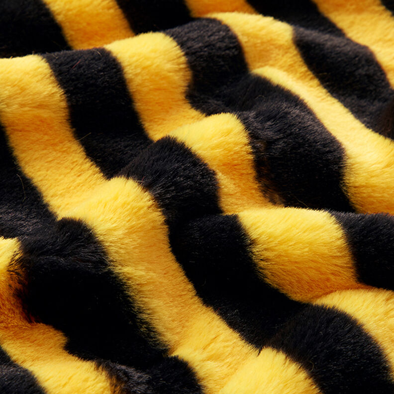 Faux fur, bee stripes – black/yellow,  image number 2
