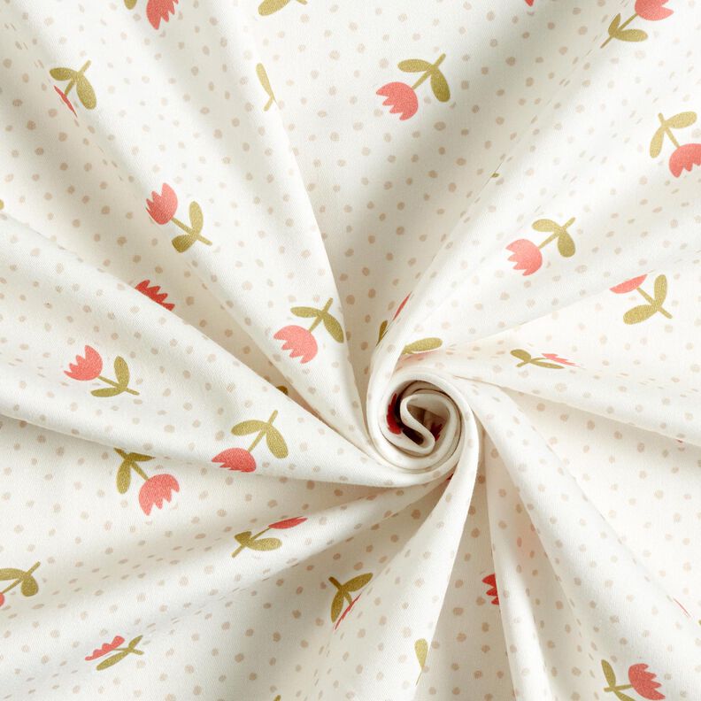 Decor Fabric Sateen cute tulips – ivory/lobster,  image number 3