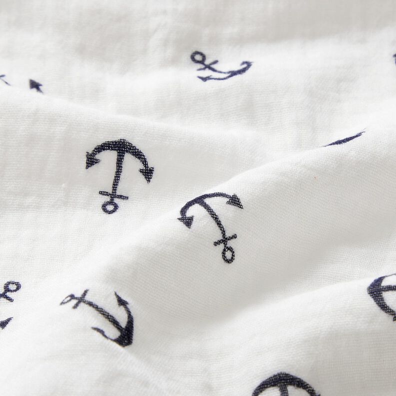 Double Gauze/Muslin Anchor – white/navy blue,  image number 2