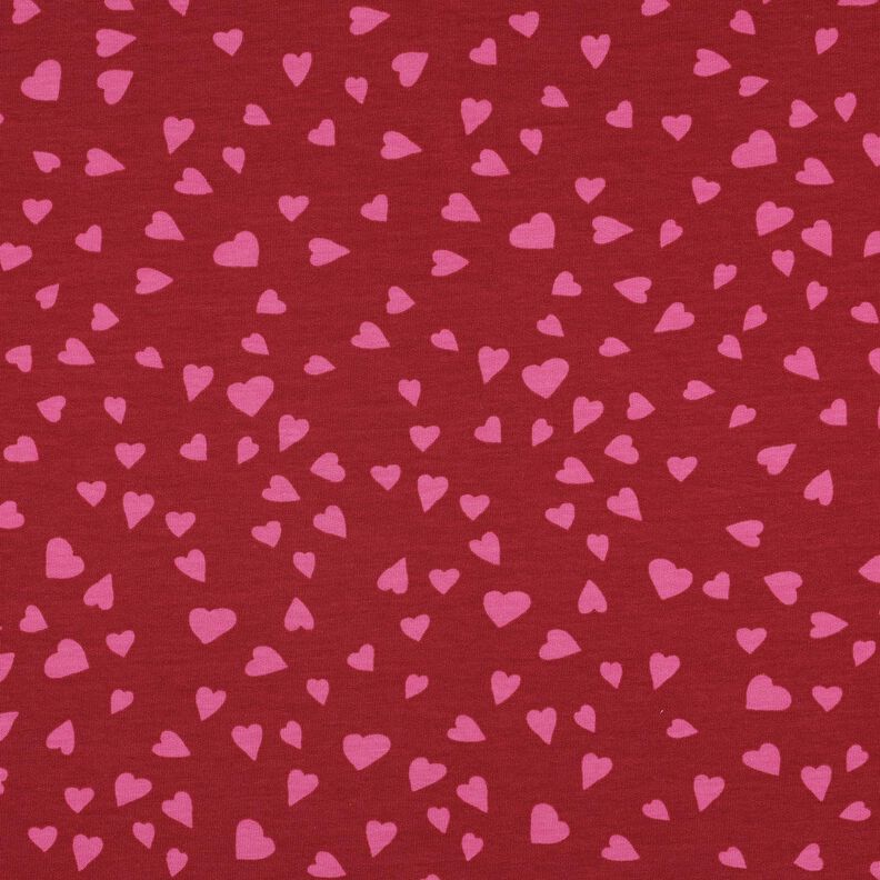 French Terry hearts | Poppy Fabrics – dark red/pink, image number 1