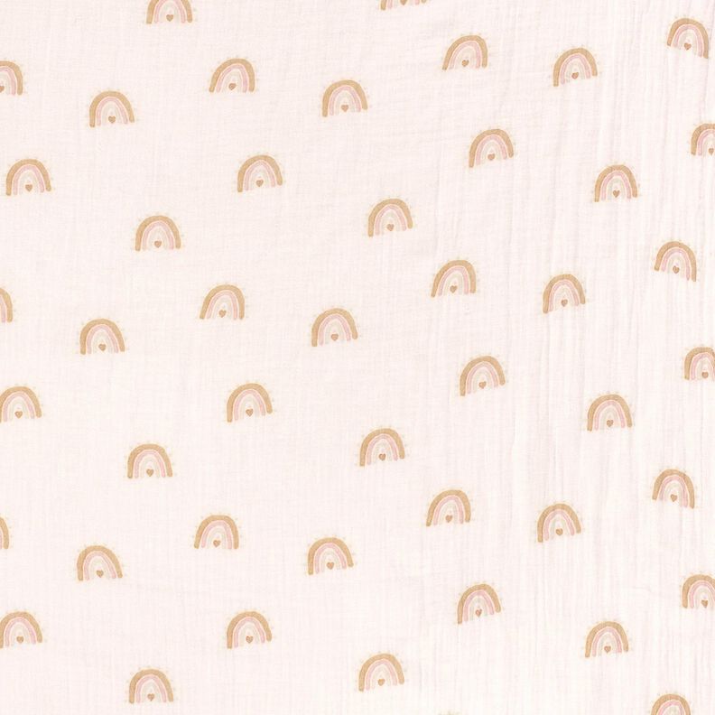 Double Gauze/Muslin Watercolor rainbows Digital Print – ivory, image number 1
