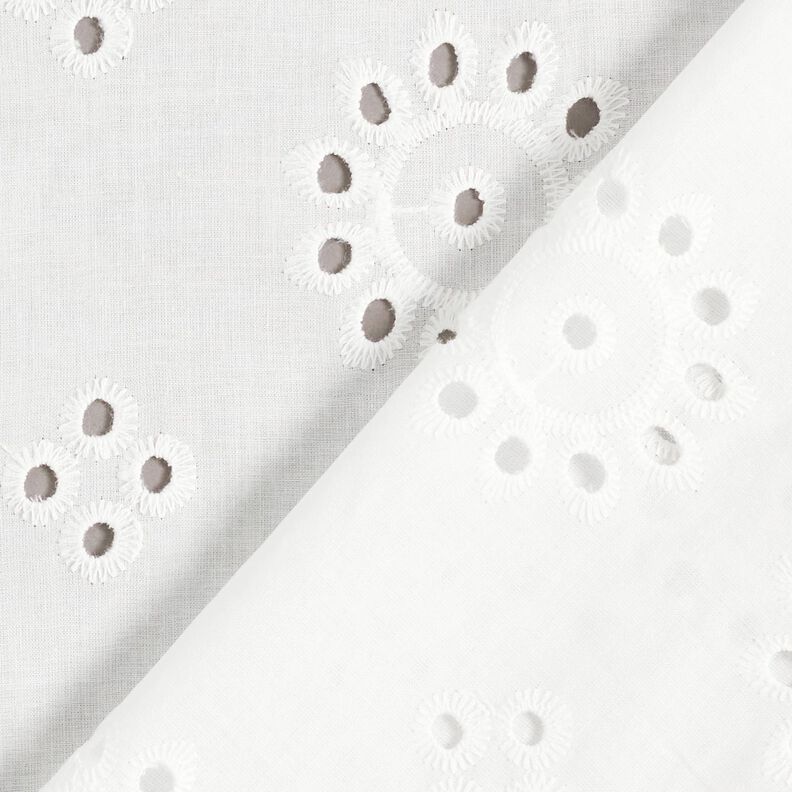Floral broderie anglaise cotton fabric – white,  image number 4