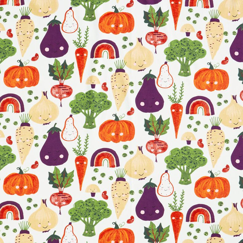 French Terry happy vegetables – ivory,  image number 1