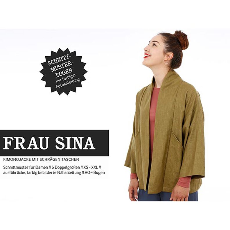 WOMAN SINA - kimono jacket with slanted pockets, Studio Schnittreif  | XS -  XXL,  image number 1