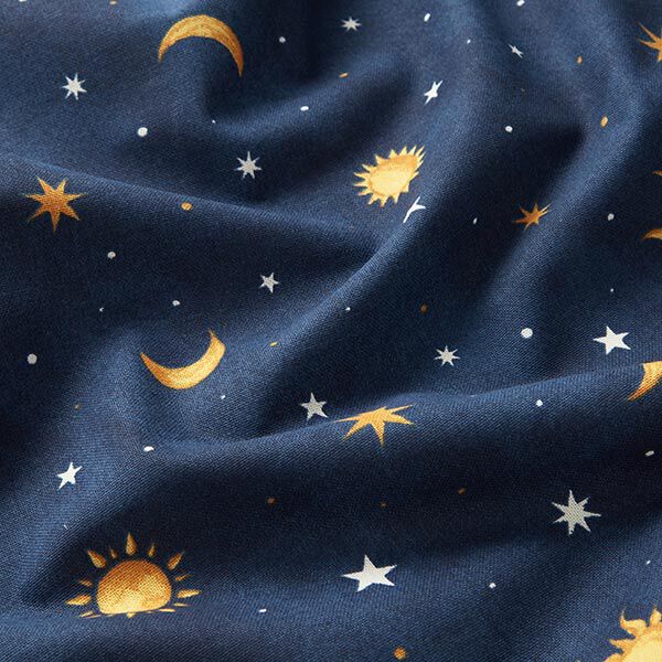 Decor Fabric Glow in the dark night sky – gold/navy blue,  image number 12