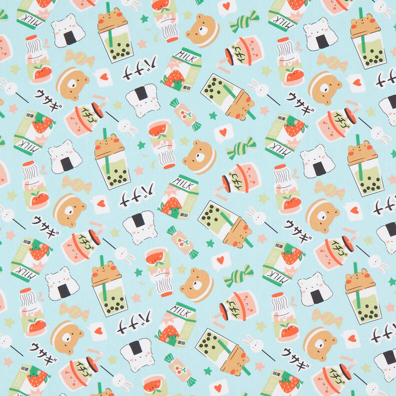 Cotton Poplin Manga Snacks – eucalyptus,  image number 1