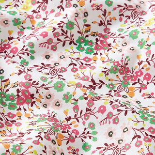 Cotton batiste flower meadow – white/pink, 