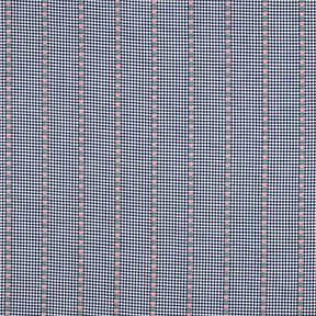 Cotton Jacquard Checks and flowers – ocean blue/white, 